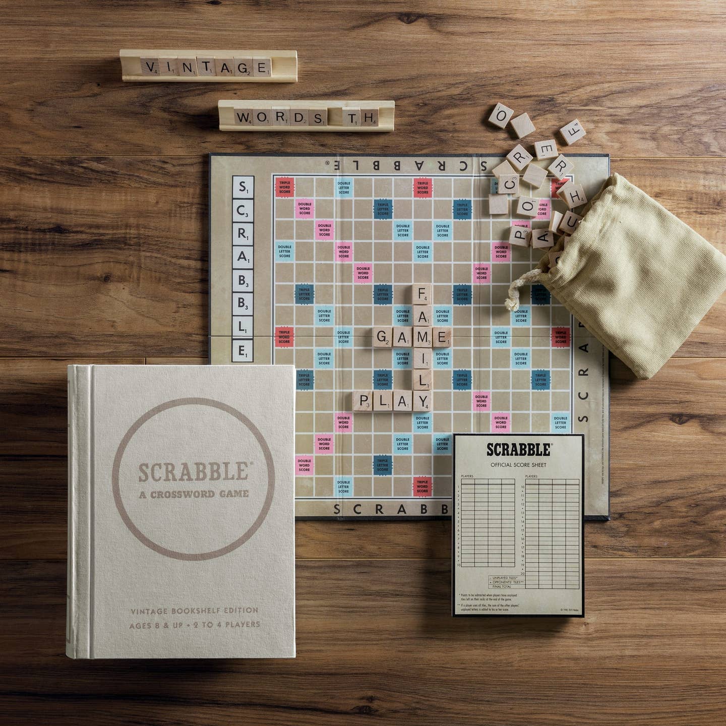 Scrabble, Monopoly, Clue Vintage Bookshelf Editions